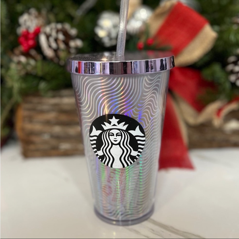 Starbucks Iridescent Holographic Tumbler with Chrome Lid - White/Chrome
